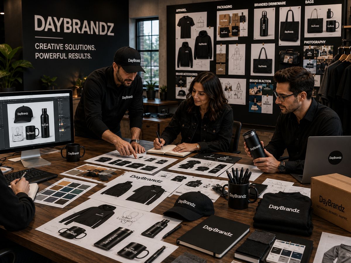 Reviewing product samples and artwork
